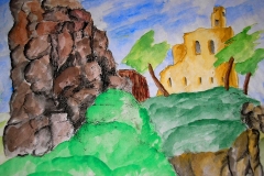 Burg (Aquarell auf Papier 42 x 29,7 cm)