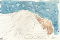 good night (Bleistift, Aquarell auf Papier, ca. 14,8 x 10,5 cm)