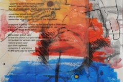 9gatsu 3ka no kokuin - Mucc's Lyric (Collage, Folie, Stift, Marker, Aquarell auf Papier, ca. 29,7 x 42 cm)