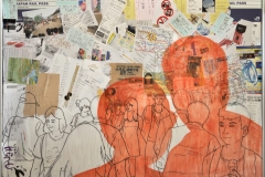 Japan (Collage, Acryl auf Holz, 100 x 70 cm)