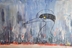 Reiher (Acryl auf Holz, 82 x 50 cm)