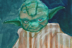 Lehrerserie-11-Yoda (Gouache auf Papier, 15 x 21 cm)