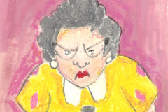 Lehrerserie-2-Miss-Finster (Wachsmalkreide auf Papier, 15 x 21 cm)