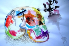 Totenkopf (Aquarell auf Papier, 59,4 x 42 cm)
