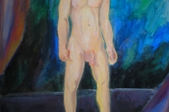 Akt (Acrylfarben, Kreide auf Leinwand, 70 x 100 cm)