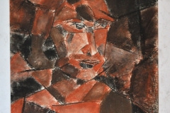 Kubistisches Selbstportrait (Kreide auf Papier, ca. 29,7 x 42 cm)
