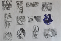 Kompositionsskizzen (Kugelschreiber auf Papier, 59,4 x 42 cm)