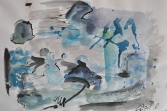O. T. (Aquarell, Tusche auf Papier, ca. 42 x 29,7 cm)