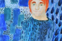 Selbstportrait im Jugendstil (Acryl auf Papier, 42 x 59,4 cm)