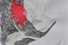 O. T. (Bleistift, Filzstift auf Papier, ca. 21 x 29,7 cm)