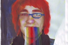 Selbstportrait - Extrem (Acryl, Collage auf Papier, ca. 21 x 29,7 cm)