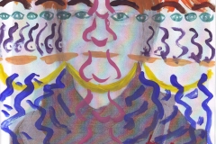 Selbstportrait - Symbole (Acryl, Collage auf Papier, ca. 21 x 29,7 cm)