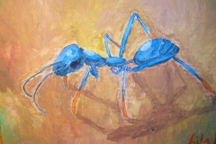 Blaue Ameise (Acryl auf Karton, ca. 50 x 40 cm)