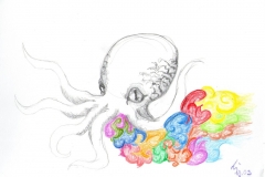 Oktopus (Kugelschreiber auf Papier, ?? x ?? cm)