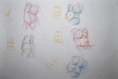 Akt Y (versch. Techniken, ca. 59,4 x 42 cm)