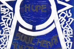 hope (Collage, Acrylfarbe auf Leinwand, ca. 15 x 20 cm)