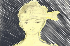 fishboy (Filzstift, Bleistift auf Papier, 15 x 15 cm)