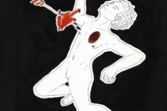 "injured" (Tusche auf Papier, 21 x 29,7 cm)